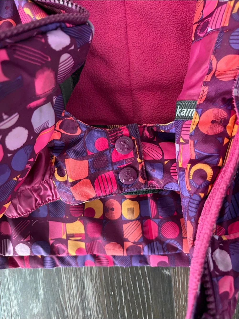 Kamik Girls' Multicolor Pink & Purple Geometric Puffer Jacket